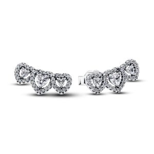 Сережки Pandora Трилогія сердець з ореолом 294411C01