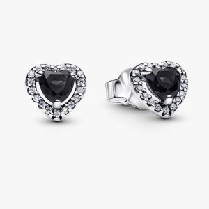 Сережки Pandora Об’ємне чорне серце 298427C03